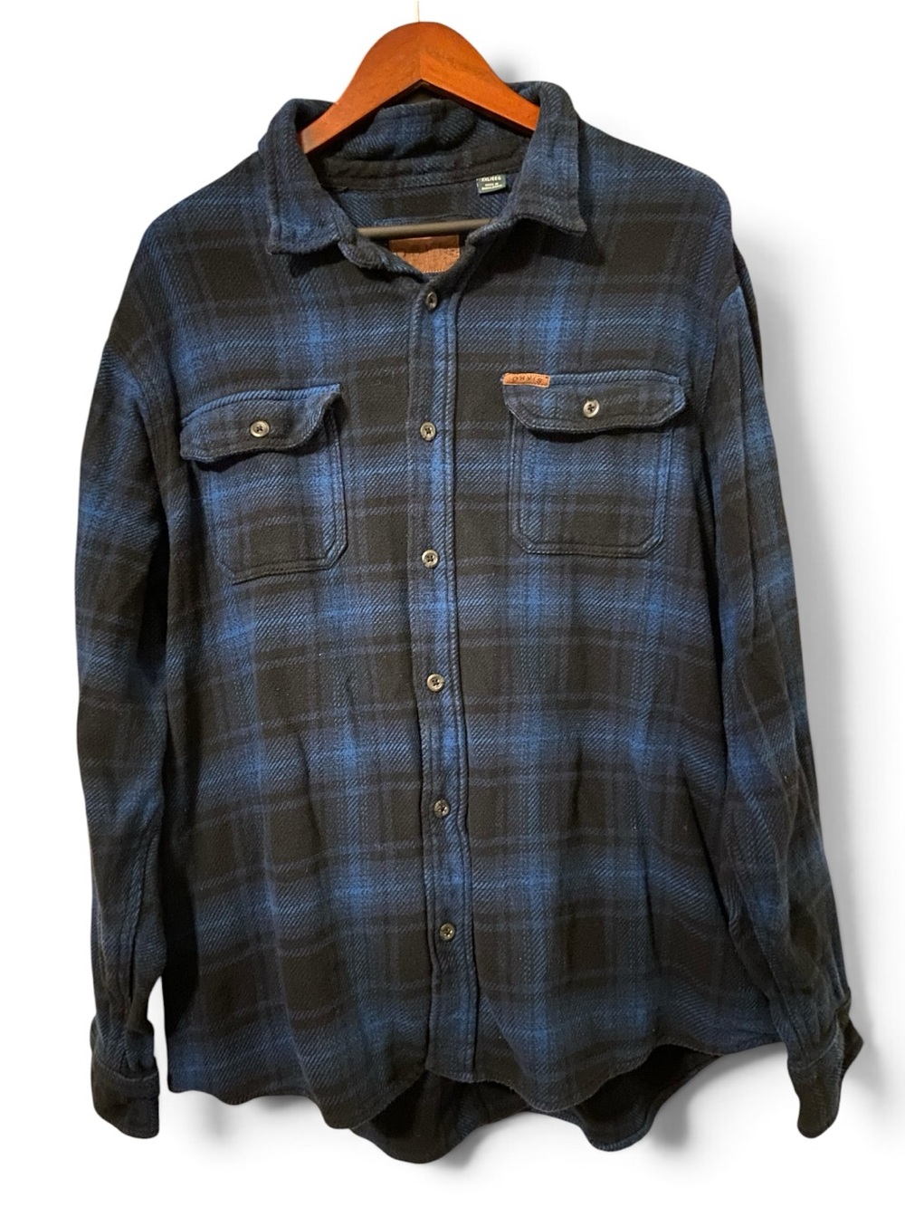 Orvis Heavy Flannel Shirt Jacket Shacket Blue Plaid Outdoors Men's 2XL Gorpcore